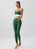Green Contrast U Neck Sports Bra -Light Support sold by BERLOOK