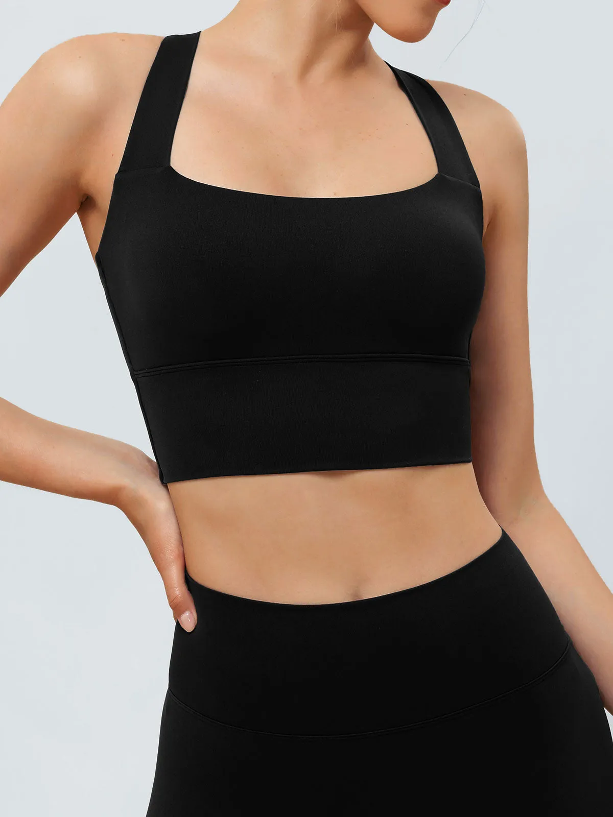 Black Twist X-Cross Sports Bra - Light Support sold by BERLOOK product image thumbnail 2
