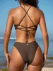 ECONYL® Dark Coffee Low Waisted Bikini Bottom sold by BERLOOK