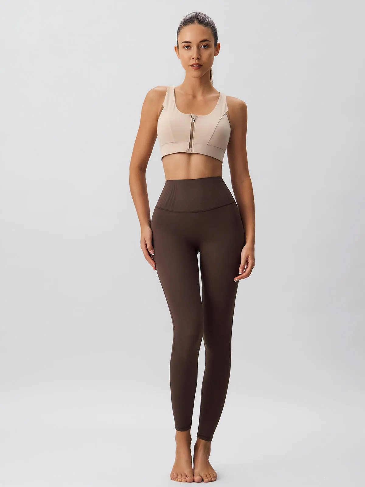 Khaki Front-Zip Sports Bra - High Support sold by BERLOOK product image thumbnail 4