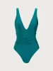 Malachite Green V-Neck One-Piece Swimsuit sold by BERLOOK