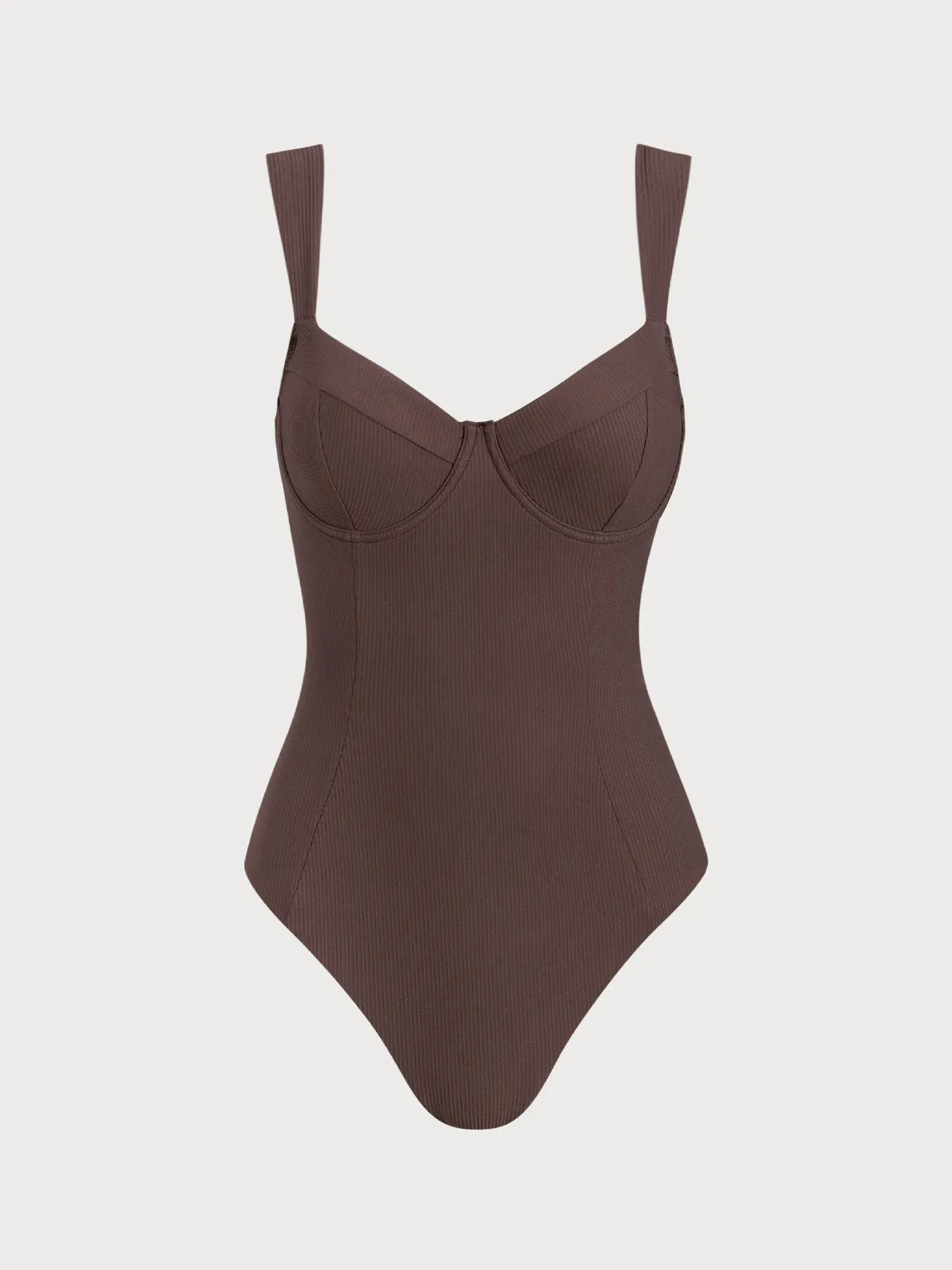 Coffee Cross Back Tummy Control One Piece Swimwear sold by BERLOOK product image thumbnail 5