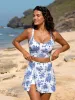 Blue Floral A-Line Tennis Skirt sold by BERLOOK