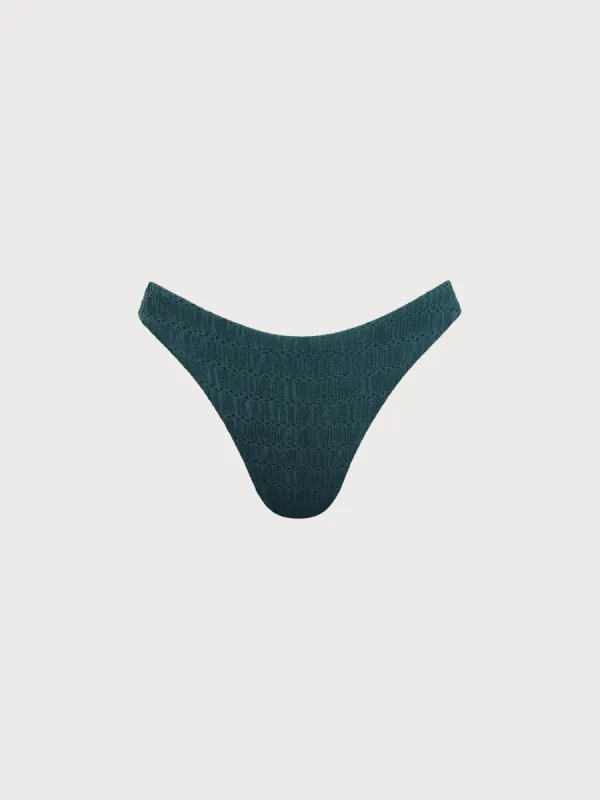 Dark Green Textured Bikini Bottom sold by BERLOOK