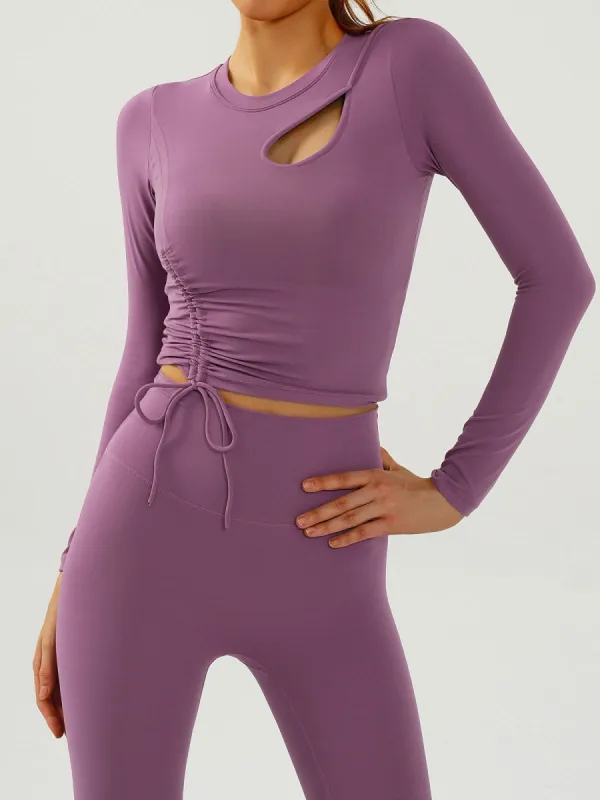 Purple Drawstring Long Sleeve Top - Light Support sold by BERLOOK
