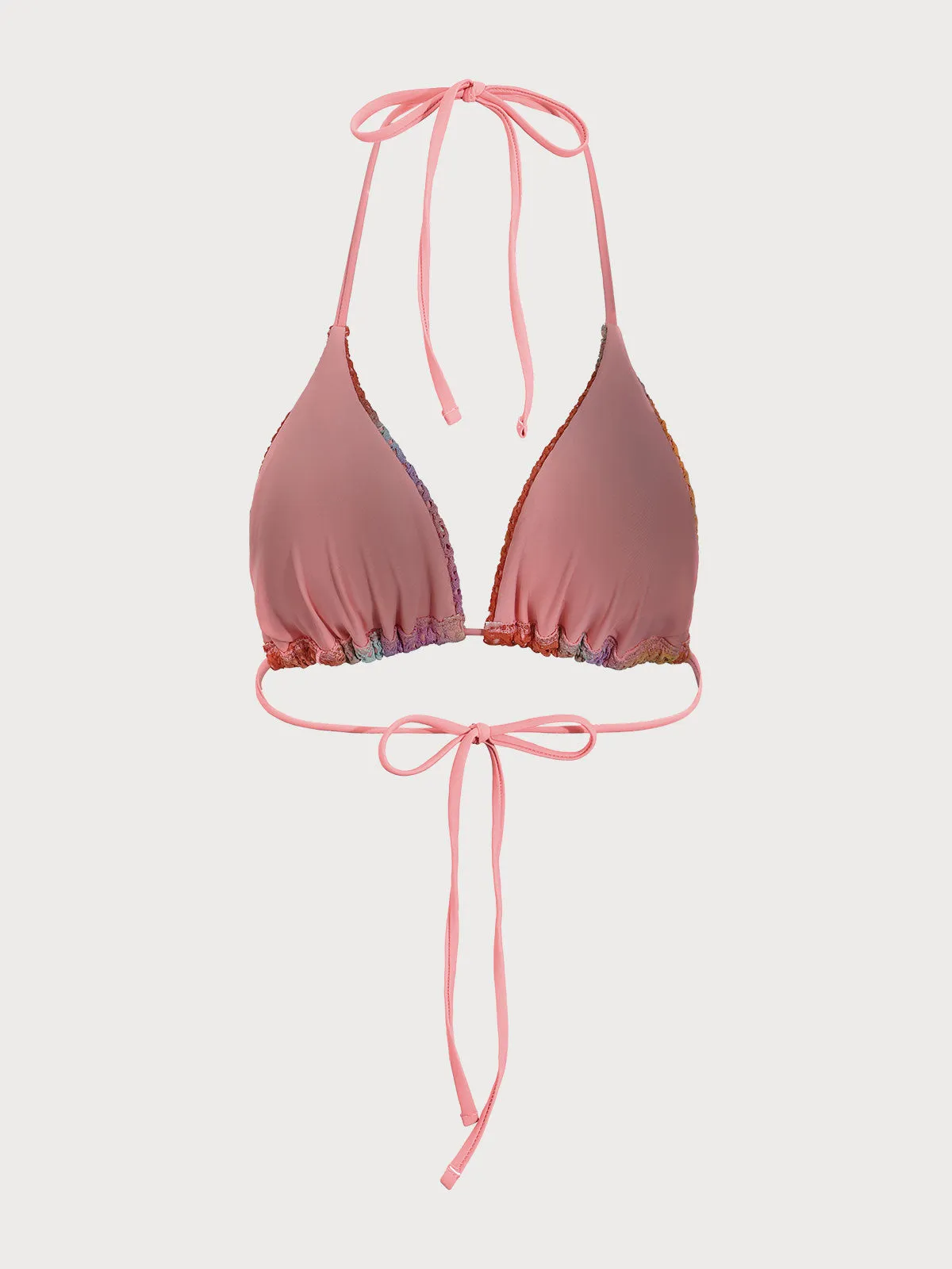 Orange Crochet Halter Triangle Bikini Top sold by BERLOOK product image thumbnail 2