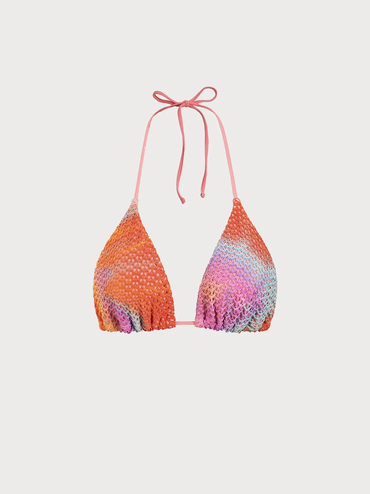 Orange Crochet Halter Triangle Bikini Top sold by BERLOOK