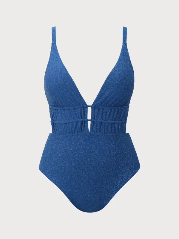 Lurex Drawstring Plus Size One-Piece Swimsuit sold by BERLOOK