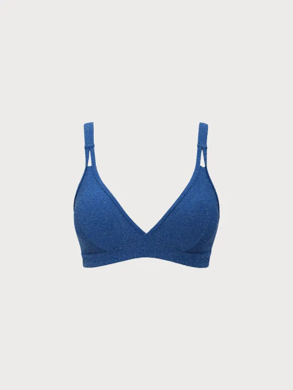 Blue Lurex X Cross Plus Size Bikini Top sold by BERLOOK