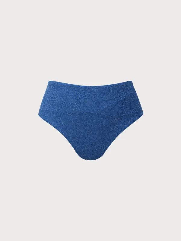 Blue Lurex Plus Size Bikini Bottom sold by BERLOOK