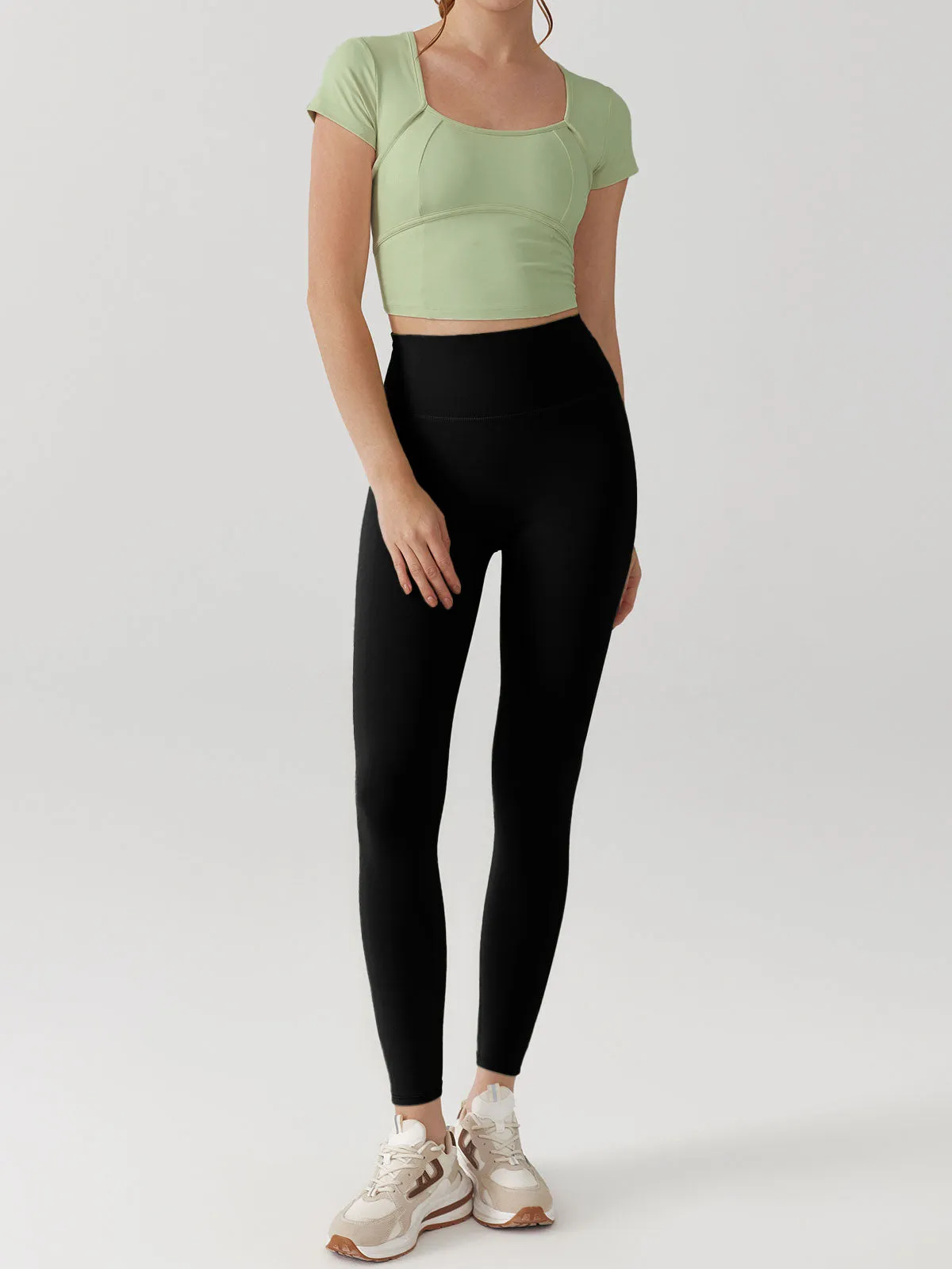 Light Green Twist Cut Out Short Sleeve Top - Light Support sold by BERLOOK product image thumbnail 4