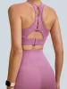 Pink U Neck X Cross Sports Bra - Medium Support sold by BERLOOK