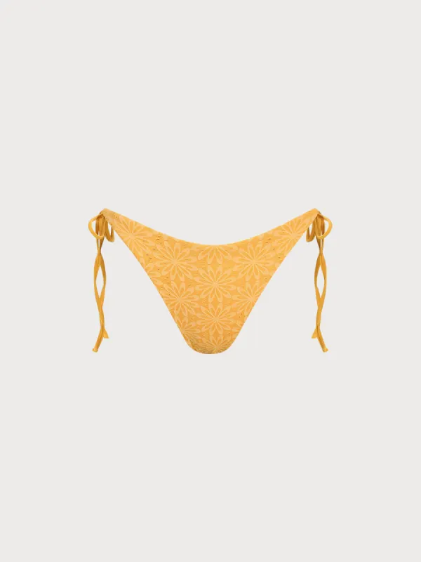 Yellow Jacquard Tie Bikini Bottom sold by BERLOOK
