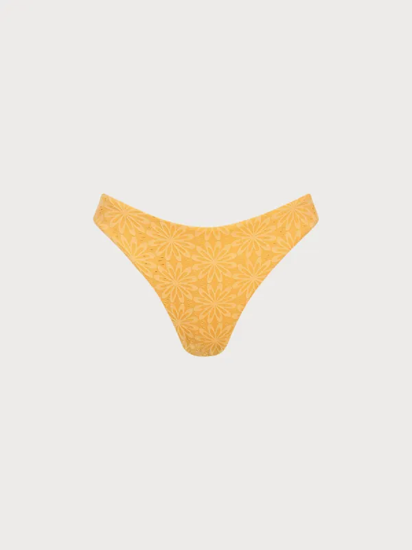 Yellow Jacquard Bikini Bottom sold by BERLOOK