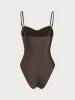 Dark Coffee Ruched One-Piece Swimsuit sold by BERLOOK
