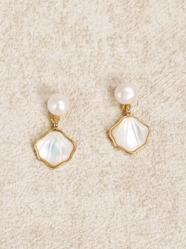 Gold Plated Shell Earrings sold by BERLOOK