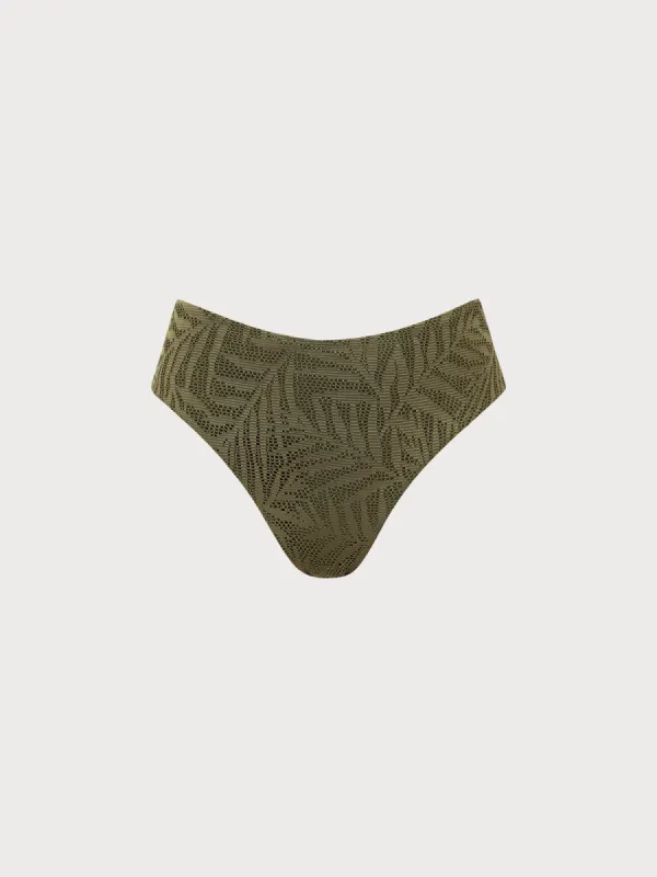 Army Green Crochet Full Coverage Bikini Bottom sold by BERLOOK