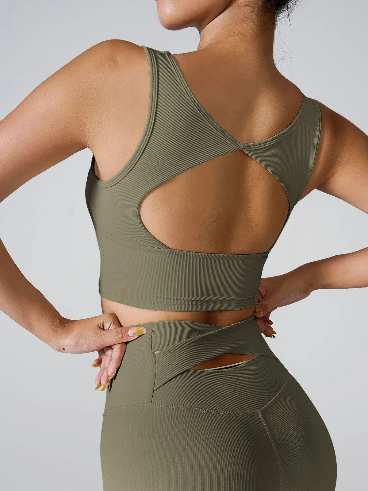 Army Green Square Neck Tank Top - Light Support sold by BERLOOK