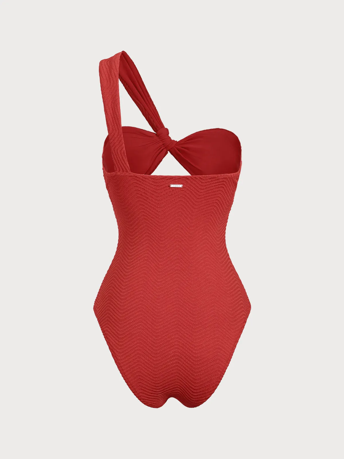 Red Textured One Shoulder One-Piece Swimsuit sold by BERLOOK product image thumbnail 2