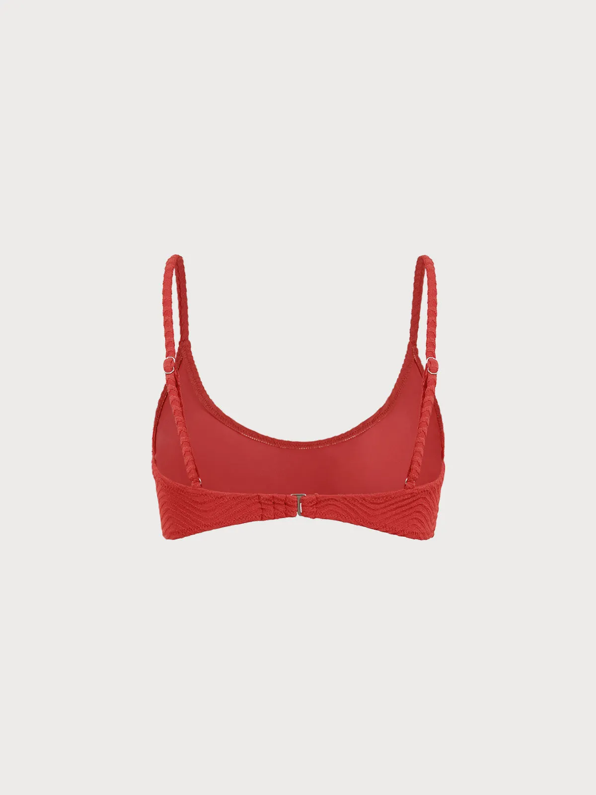 Red Textured U Neck Bikini Top sold by BERLOOK product image thumbnail 2
