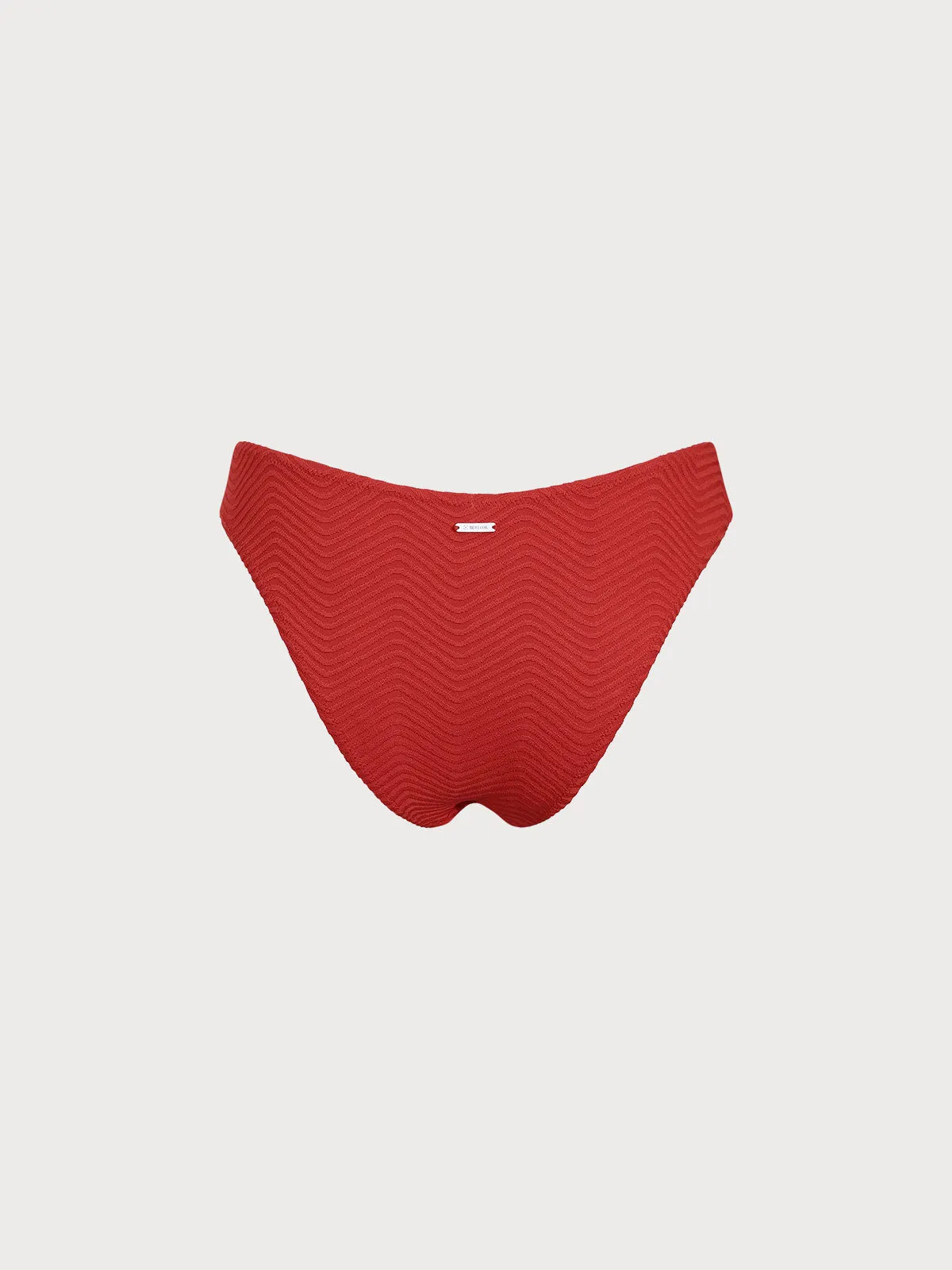 Red Textured Wave Cut Bikini Bottom sold by BERLOOK product image thumbnail 2