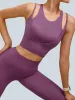 Purple Round Neck Sports Bra - Light Support sold by BERLOOK