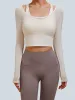 Off White U Neck Long Sleeve Top - Light Support sold by BERLOOK