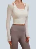 Off White U Neck Long Sleeve Top - Light Support sold by BERLOOK
