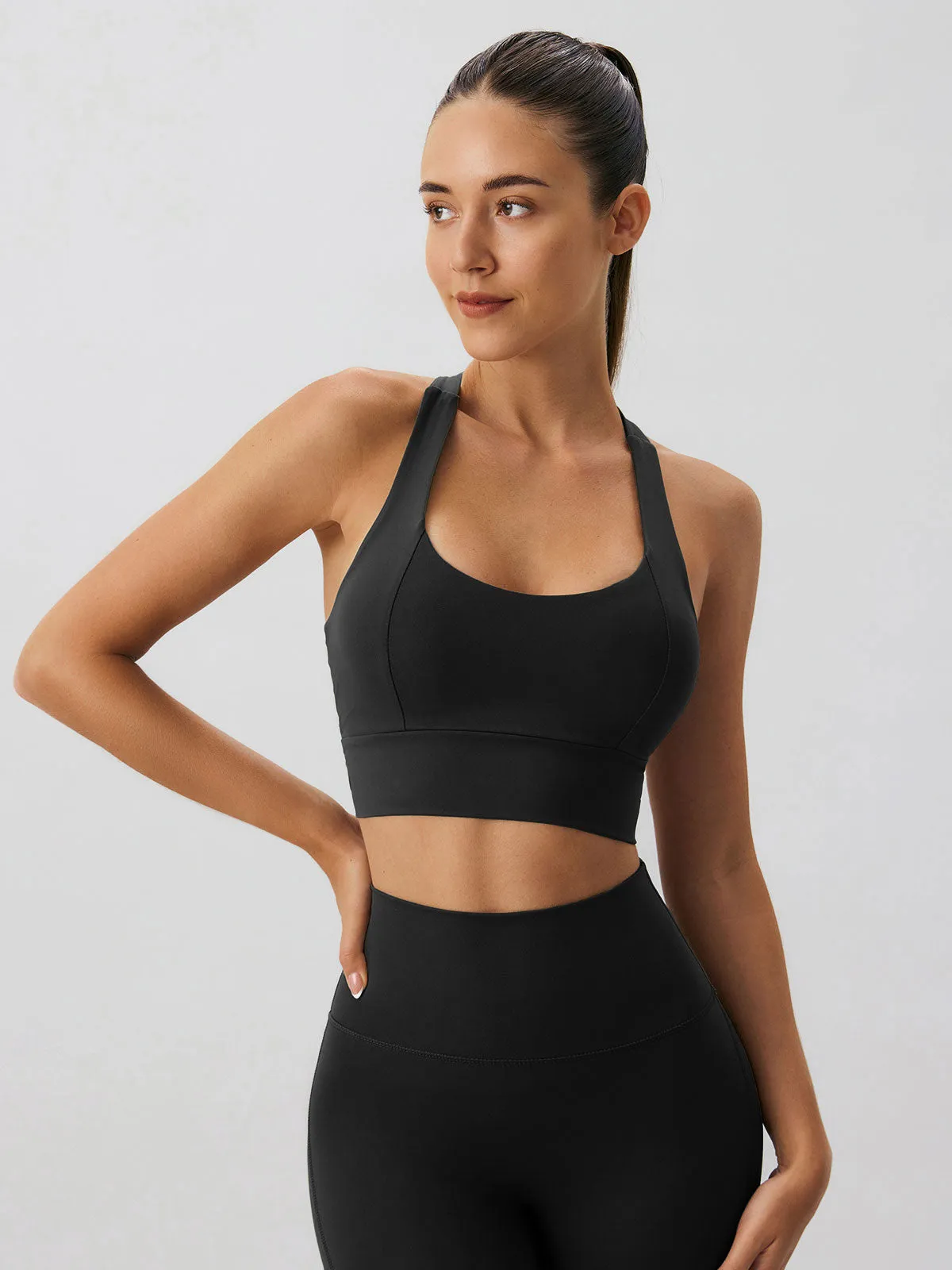 Black Cross Back Sports Bra - Light Support sold by BERLOOK product image thumbnail 2