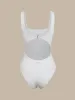 White Cut Out One-Piece Swimsuit sold by BERLOOK
