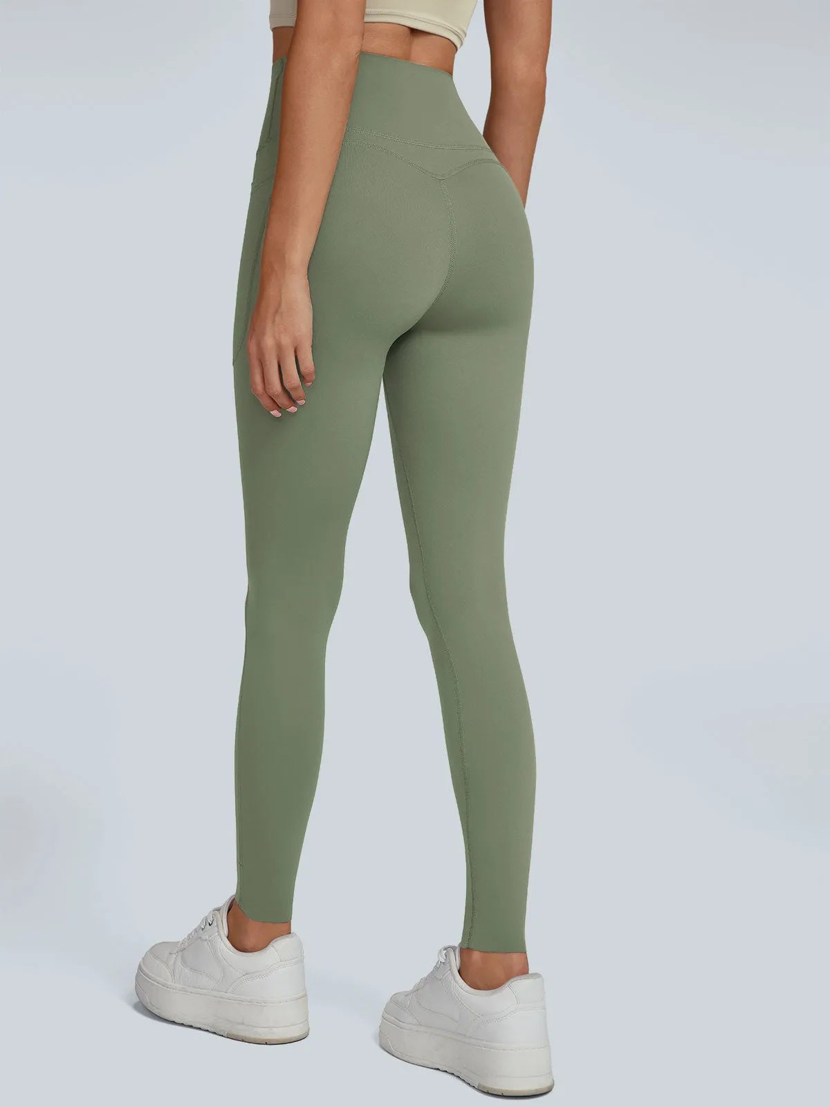 Green High Waisted Pockets Leggings 24" sold by BERLOOK product image thumbnail 4