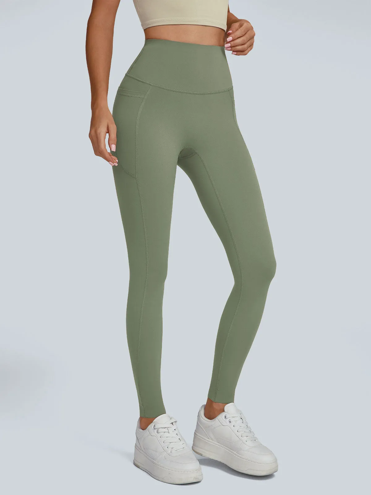 Green High Waisted Pockets Leggings 24" sold by BERLOOK