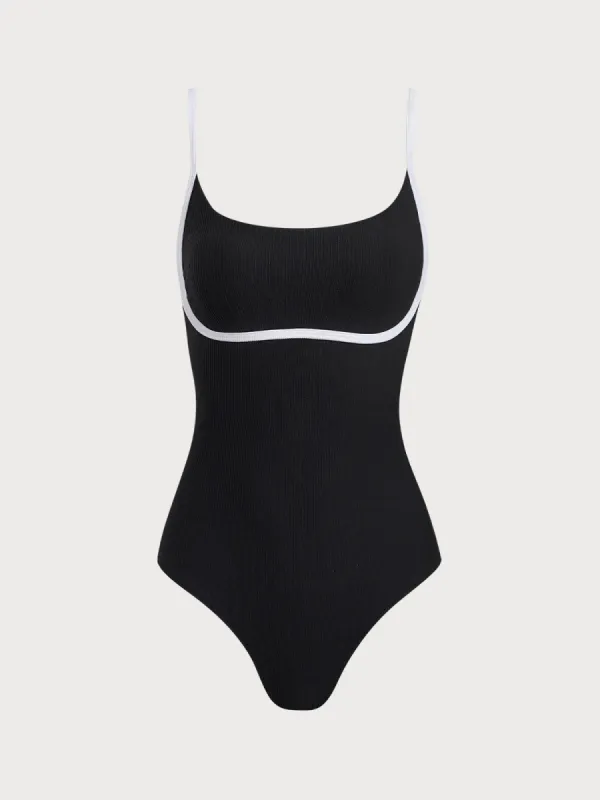 Black Contrast X Cross One-Piece Swimwear sold by BERLOOK