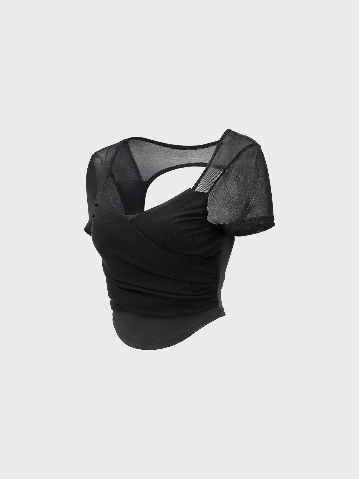 Black Mesh Short Sleeve Top - Light Support sold by BERLOOK product image thumbnail 5