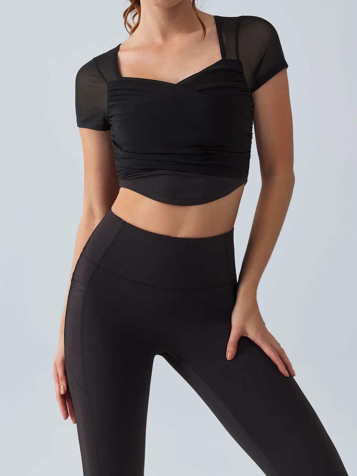 Black Mesh Short Sleeve Top - Light Support sold by BERLOOK product image thumbnail 2