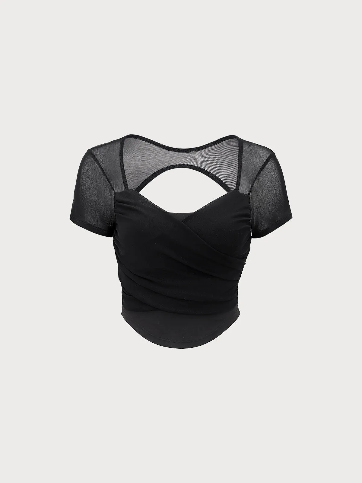 Black Mesh Short Sleeve Top - Light Support sold by BERLOOK product image thumbnail 4