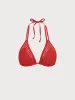 Red Crochet Halter Bikini Top sold by BERLOOK