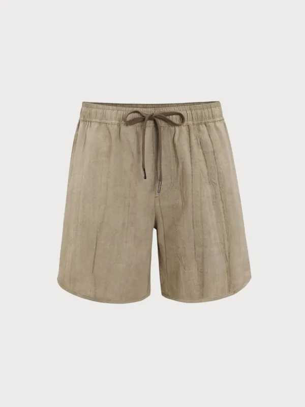 Hapnix® - Khaki Linen Swim Shorts sold by BERLOOK