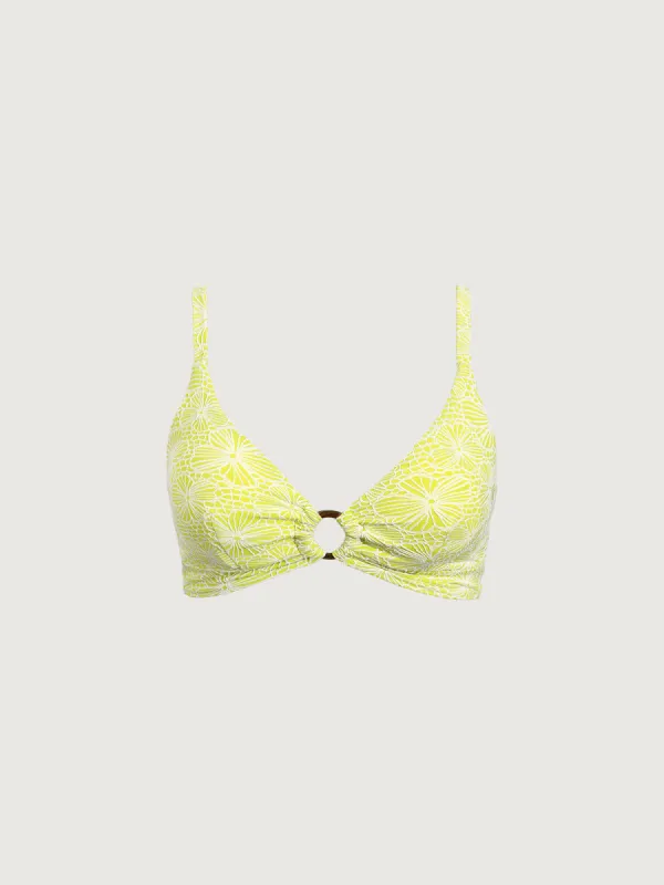 Light Green Jacquard O-Ring Plus Size Bikini Top sold by BERLOOK