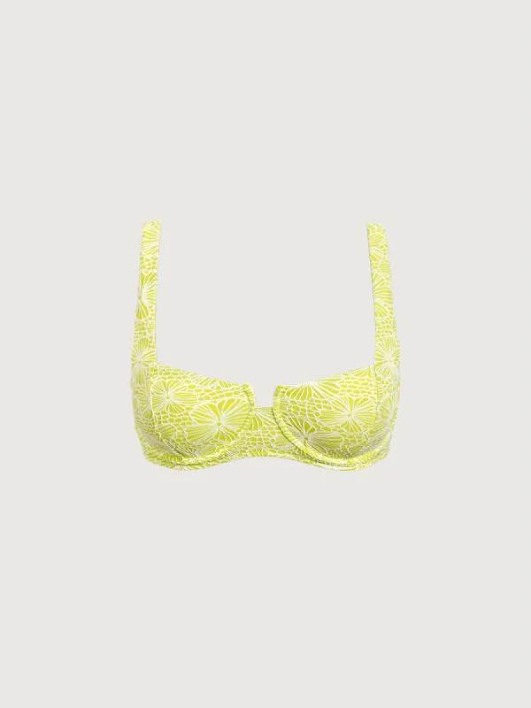 Light Green Jacquard Underwire Plus Size Bikini Top sold by BERLOOK