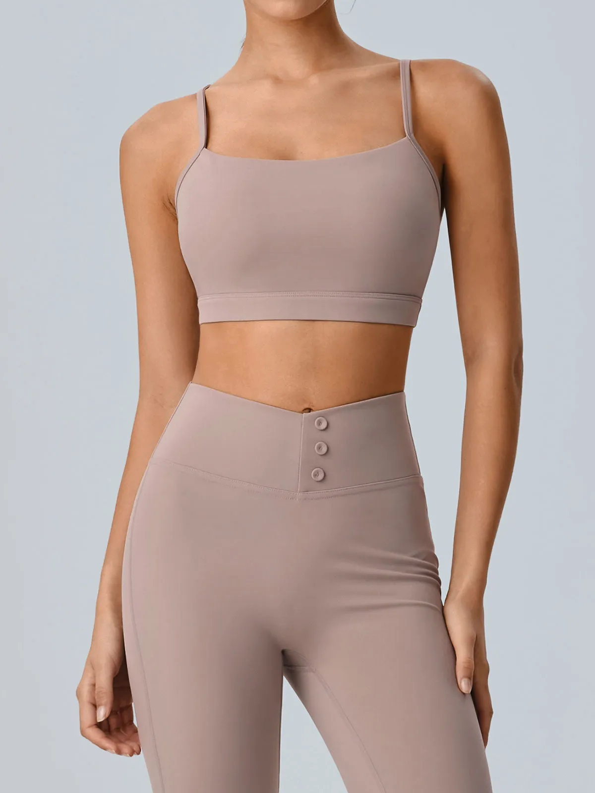 Khaki Cut Out Sports Bra - Light Support sold by BERLOOK product image thumbnail 2