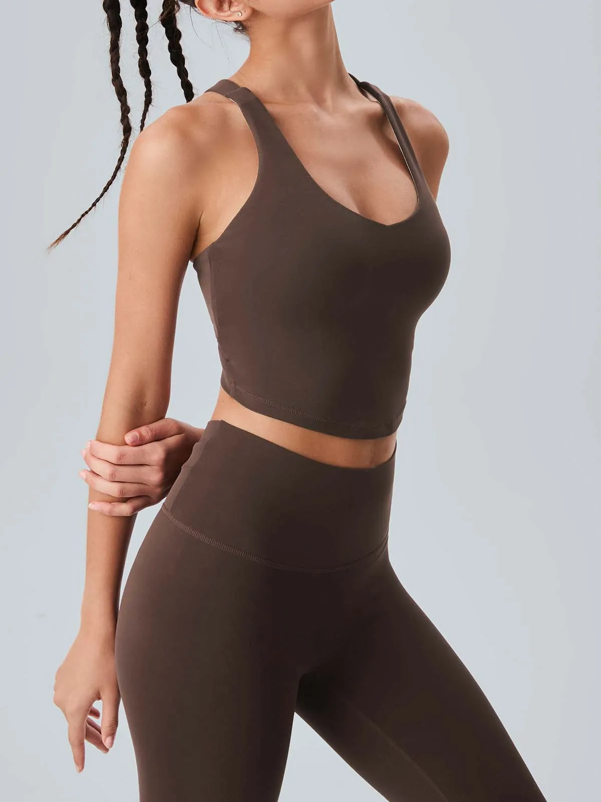 Dark Coffee V-Lift Sports Bra - Light Support sold by BERLOOK product image thumbnail 2