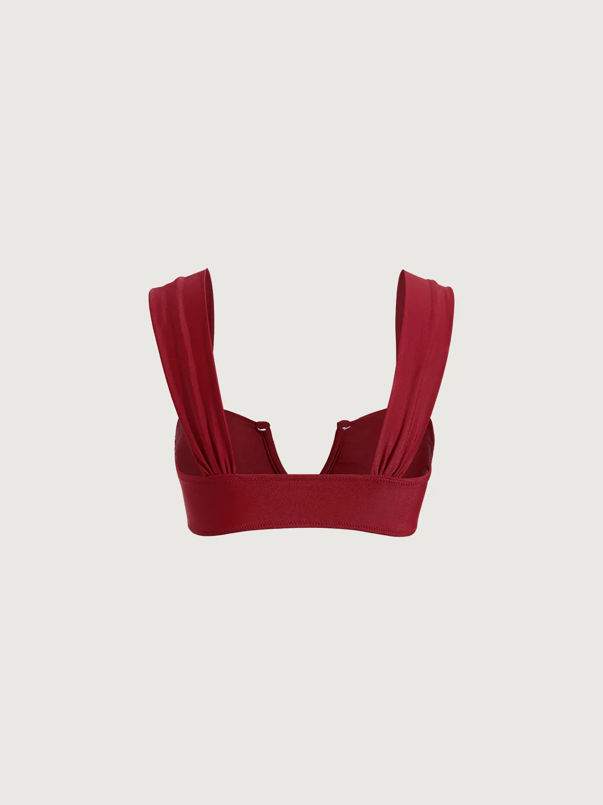 Red Ruched V Neck Bikini Top sold by BERLOOK product image thumbnail 2