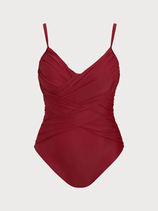 Red Twist Plus Size One-Piece Swimsuit sold by BERLOOK