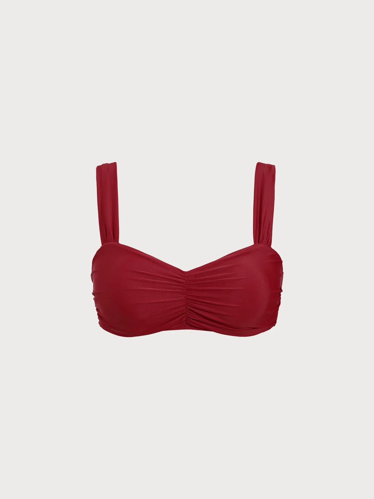 Red Ruched Plus Size Bikini Top sold by BERLOOK