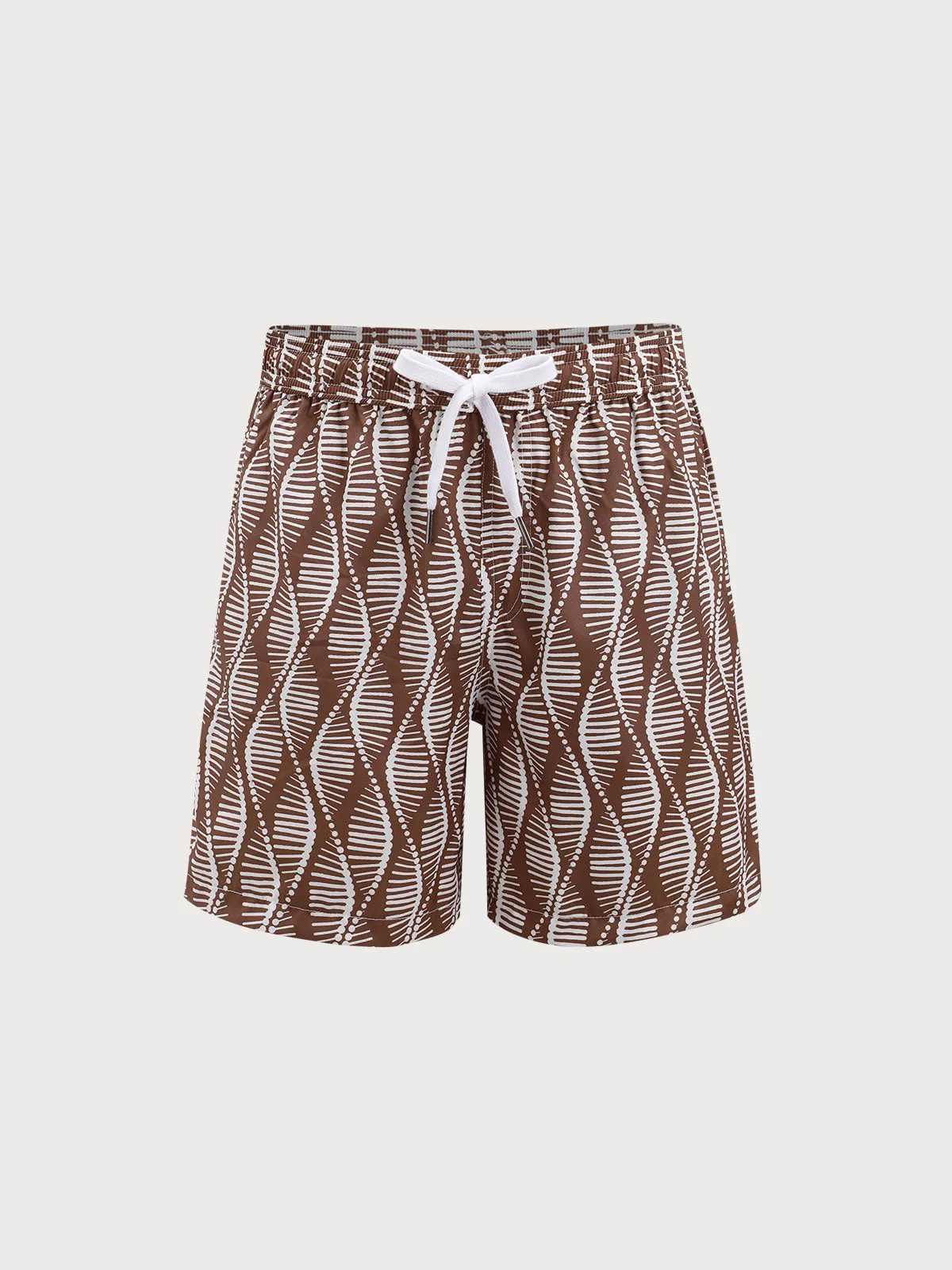Brown Spiral 7" Crossover Swim Trunks sold by BERLOOK