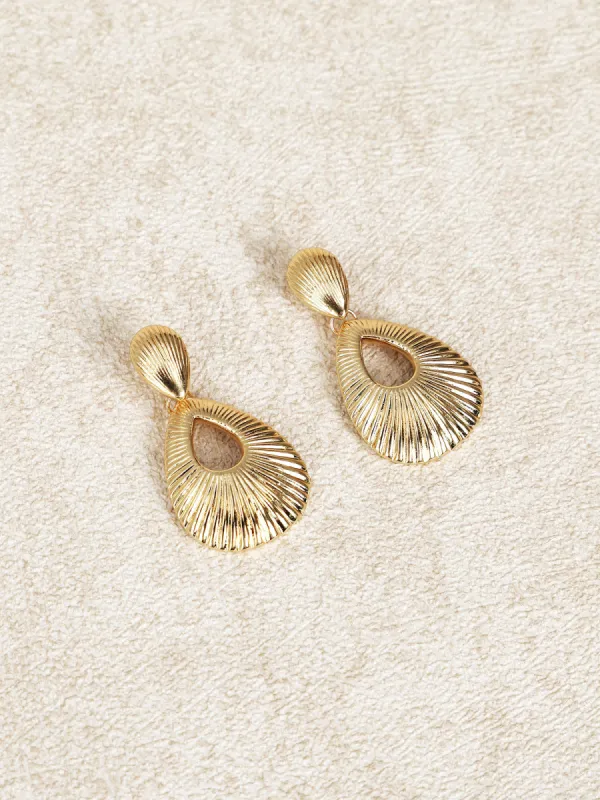 Golden Teardrop Cutout Earrings sold by BERLOOK