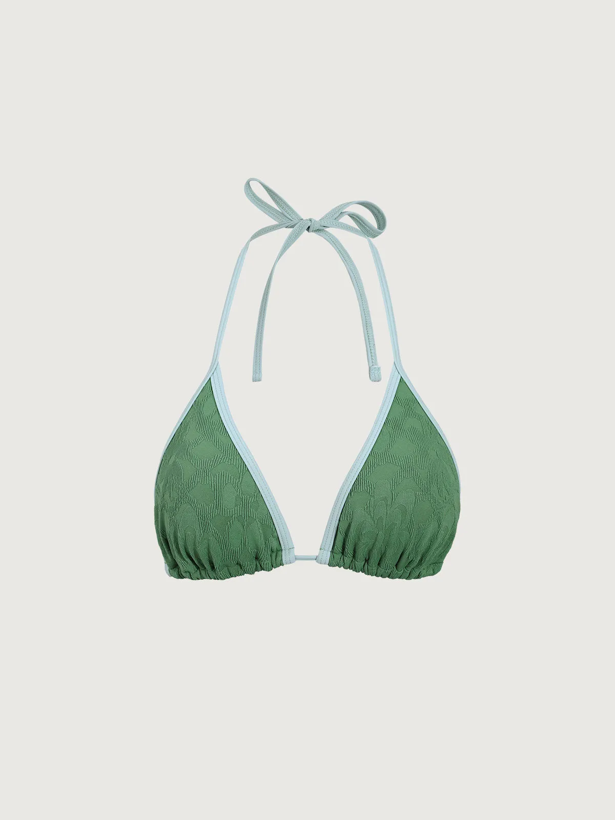 Dark Green Jacquard Halter Bikini Top sold by BERLOOK