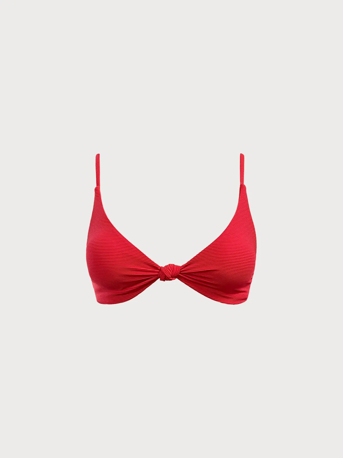 Red Ribbed Knot Bikini Top sold by BERLOOK