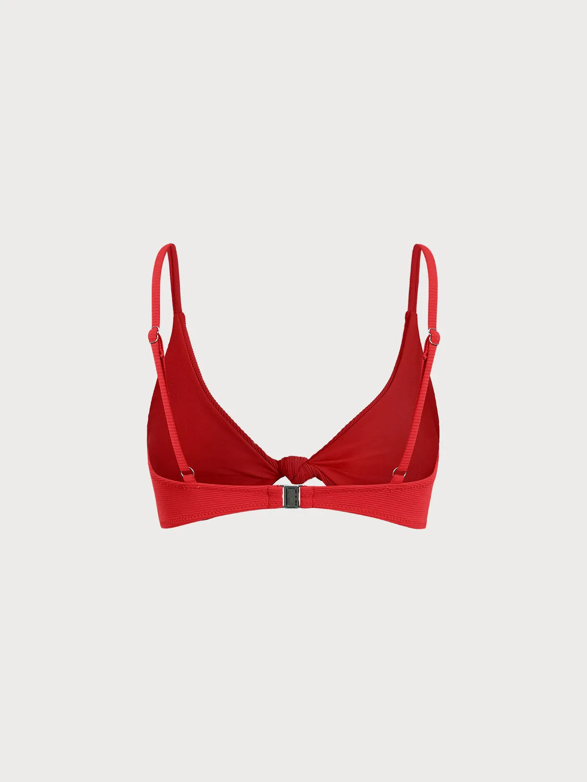 Red Ribbed Knot Bikini Top sold by BERLOOK product image thumbnail 2
